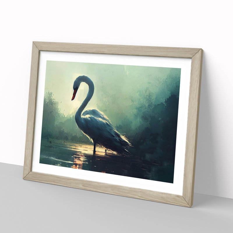 Swan Vol.4 - Single Picture Frame Print, Oak Framed, 46cm H x 64cm W x 2cm D
