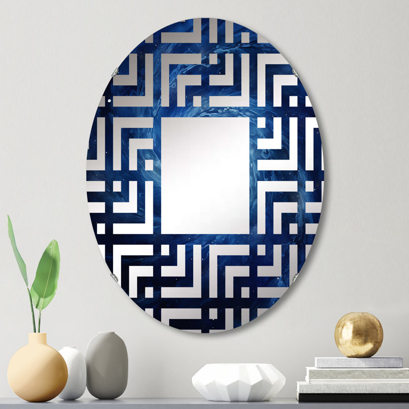 Miroir décoratif bleu à spirale ondulée IV - Maze MIR106186 O, L 20 po x H 30 po