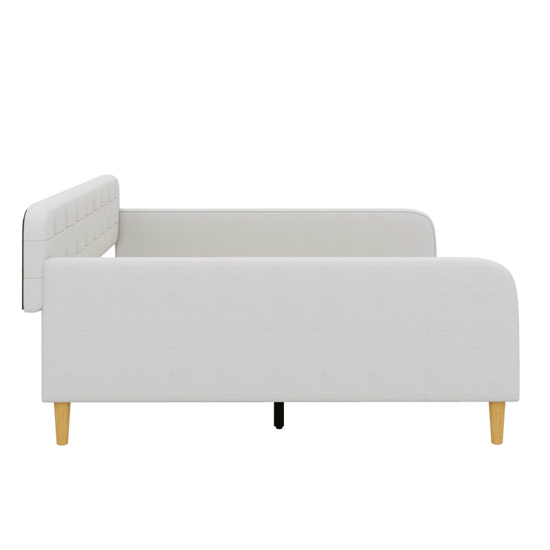 Leg-Supported, Fabric-Covered Daybed, Beige, Queen