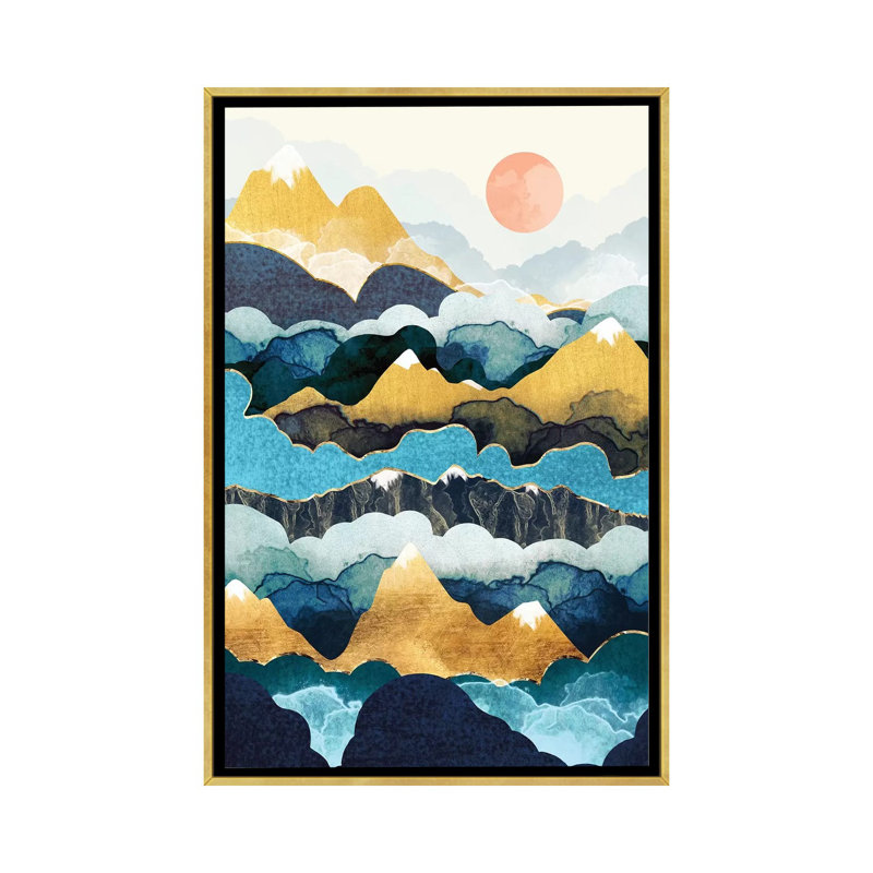 Cloud Peaks - impression d'art graphique, Aucun mat, H 40 po x l 26 po x P 1,5 po, Toile encadrée d'or