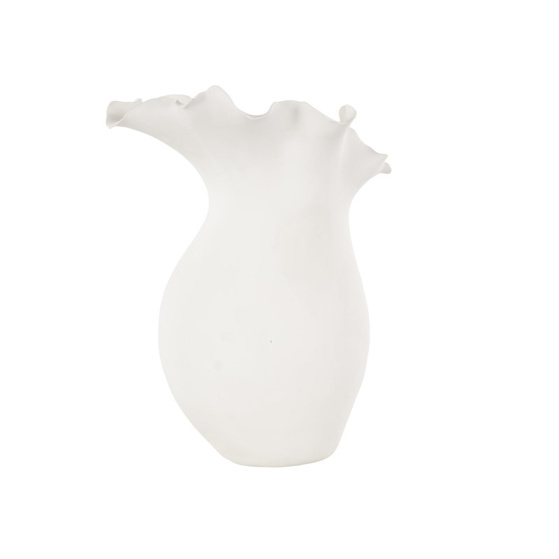 Bia Ceramic Abstract Table Vase, White, 14.8" H x 9.15" W x 9" D