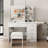 Fashion Vanity Desk With Mirror And Lights For Makeup With Open Shelves And Chair, Vanity Mirror With Lights And Table Set With 3 Color Lighting Brightness Adjustable, 5 Drawers, White Color