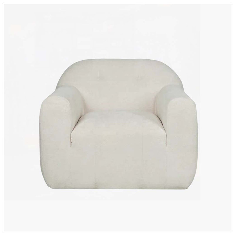 Fauteuil club à accoudoirs ronds, Crème, crème