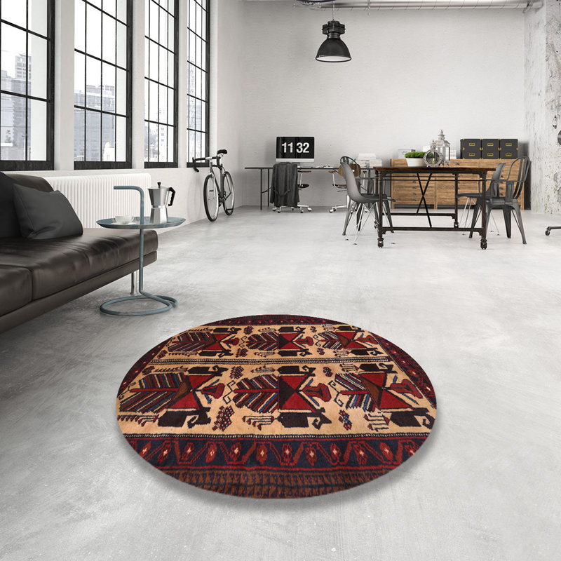 Tapis rouge / lin Southwestern, Rond 7 pi