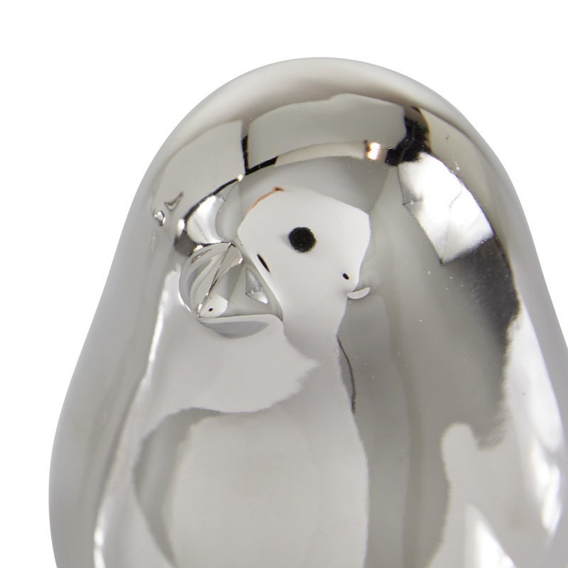Silver Porcelain Bird Sculptures Set of 2