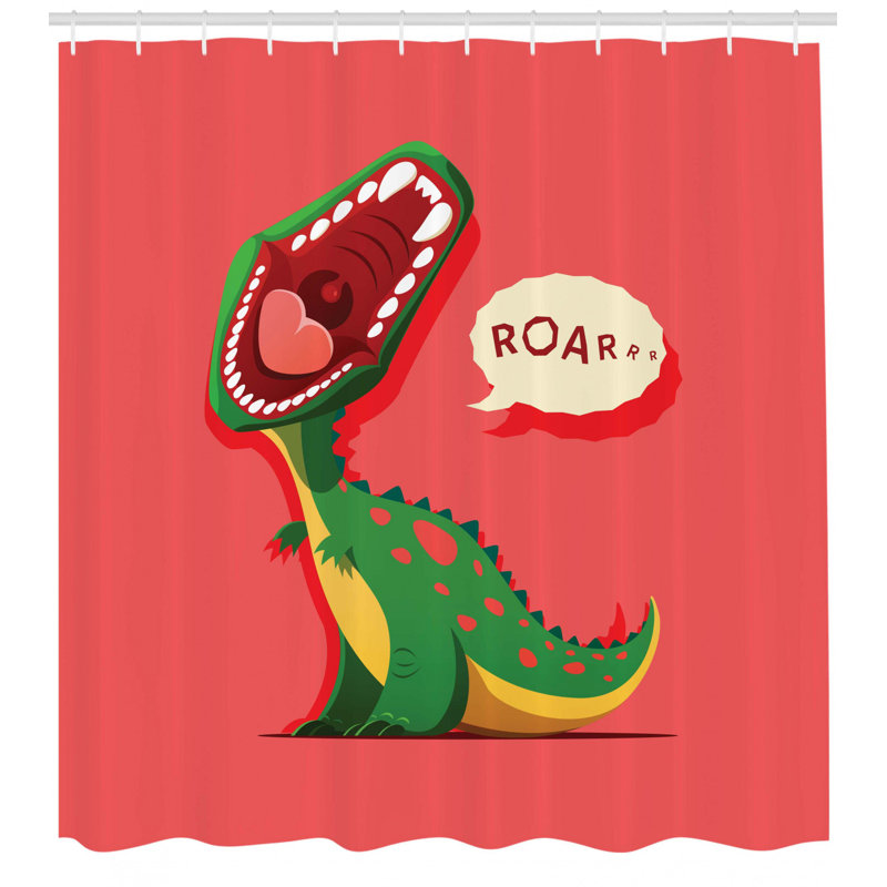 Ensemble de rideau de douche et de crochets dinosaur, H 69 po x l 105 po