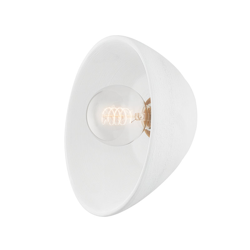 Patina Brass and White Ceramic Single Light Wall Sconce