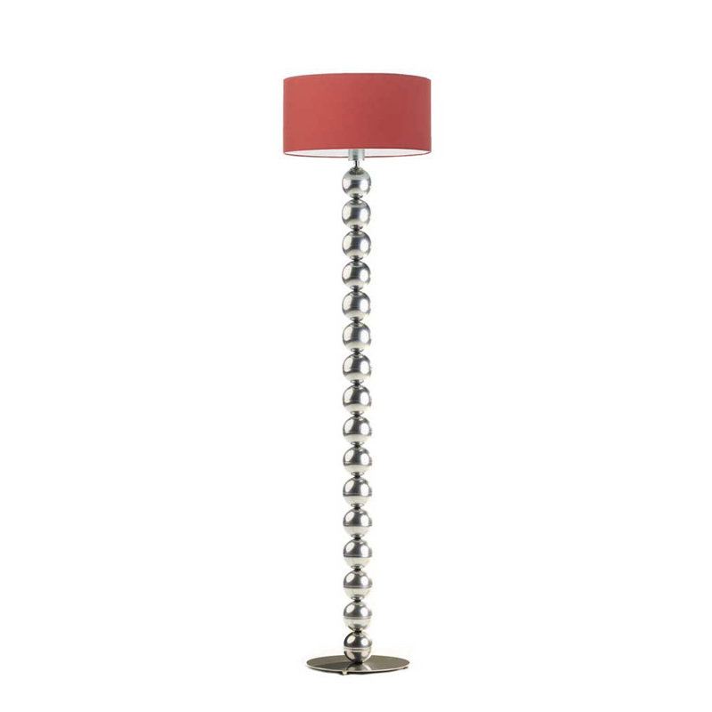 Moody 158cm Traditional Floor Lamp, Silver, Red