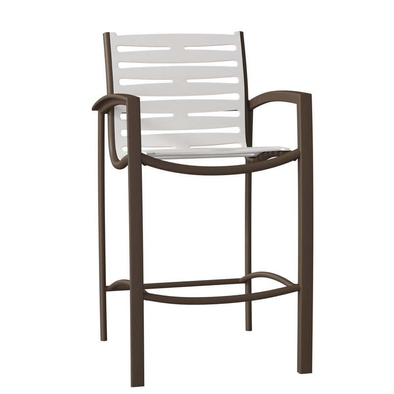 South Beach Outdoor Bar Stool, Greco, Snow Vinyl