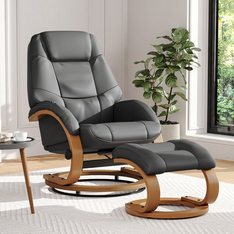 Adrienna Ergonomic Executive Office Reclining Chair with Footstool, Black