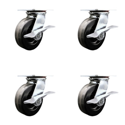 Heavy Duty Phenolic Caster with Ball Bearings and Brakes