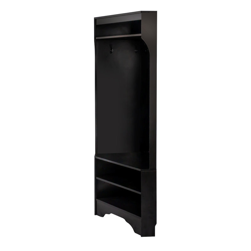 29.5''W*71.6''H Minimalist Corner Hall Tree With Shoe Bench, Versatile Entryway Coat Rack With 4 Hooks, Corner Cabinet With Adjustable Shelf For Hallway