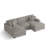 3 - Piece Upholstered Gray Chenille Modular Sectional Sofa with Armrests & Throw Pillows-1761462937-1761462936