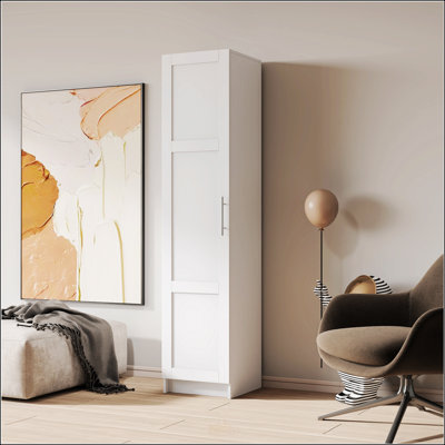 Stackable Wall Mounted Storage Cabinet, White, with Movable Shelves and Doors for Efficient Organization