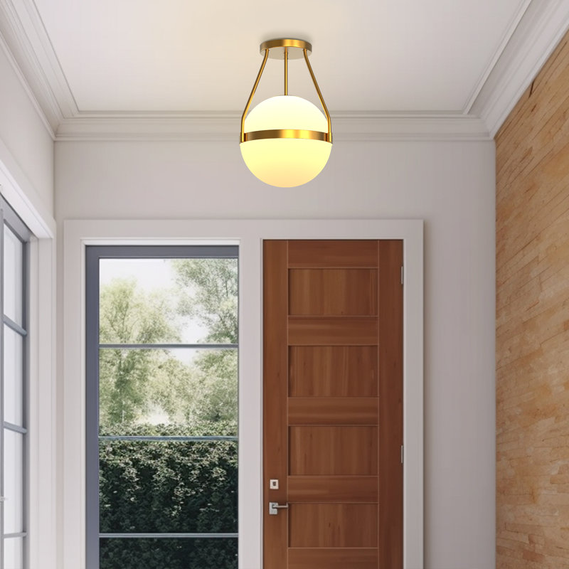 Global Glass Flush Mount, Gold