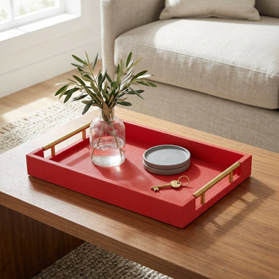 Baidy Hand-Finished Faux Shagreen Rectangular Serving Tray