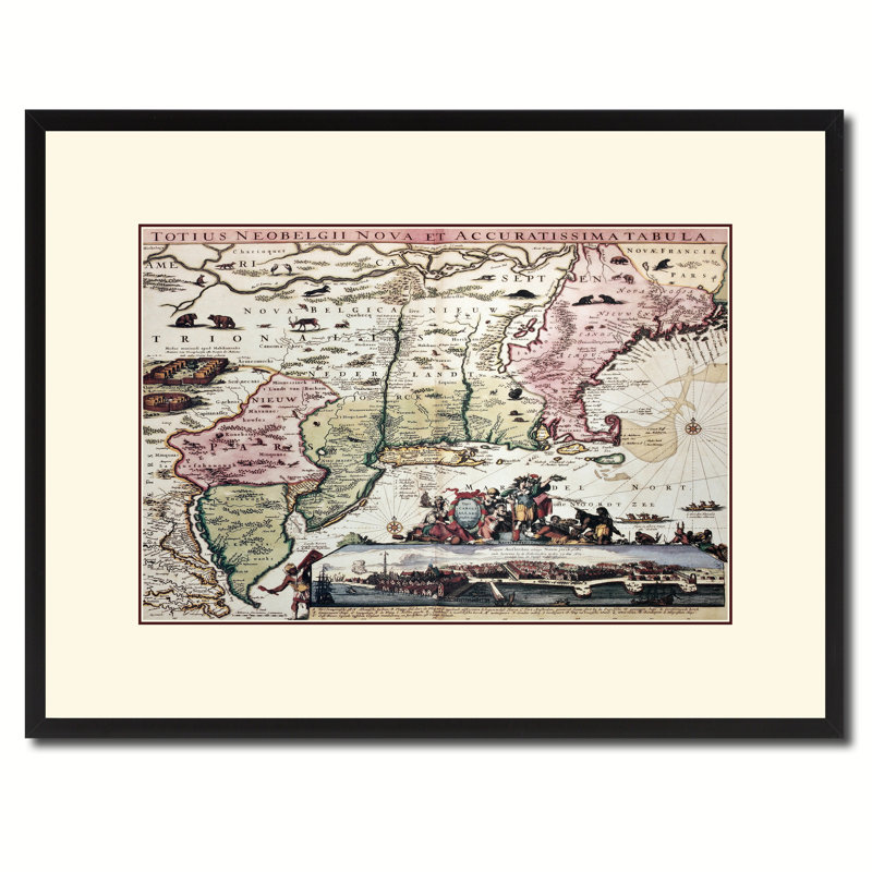 Nouvelle carte de l'Angleterre, reproduction d'art sur toile avec cadre photo 16 x 21