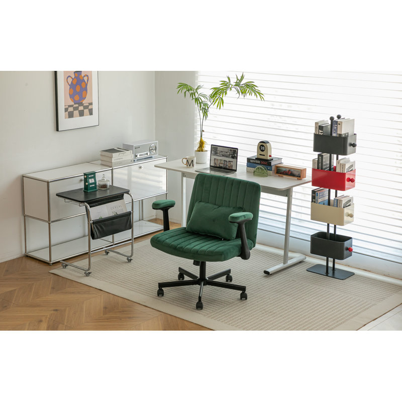 Chaise de bureau Green Velvet Criss Cross, Green
