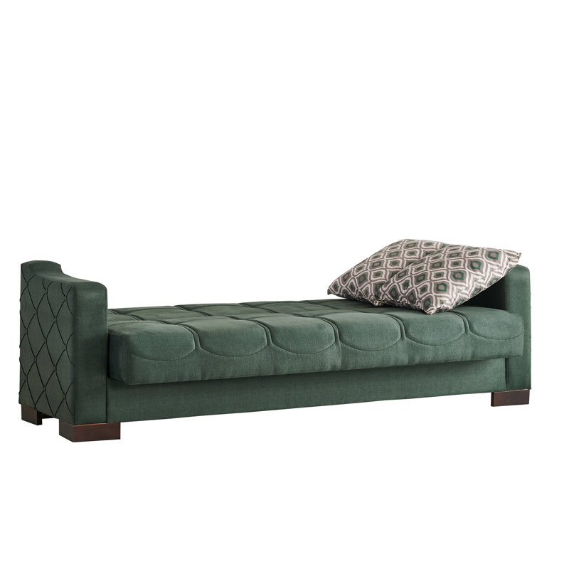 Tevrat Twin 89'' Upholstered Convertible Sofa, Green Microfiber/Microsuede