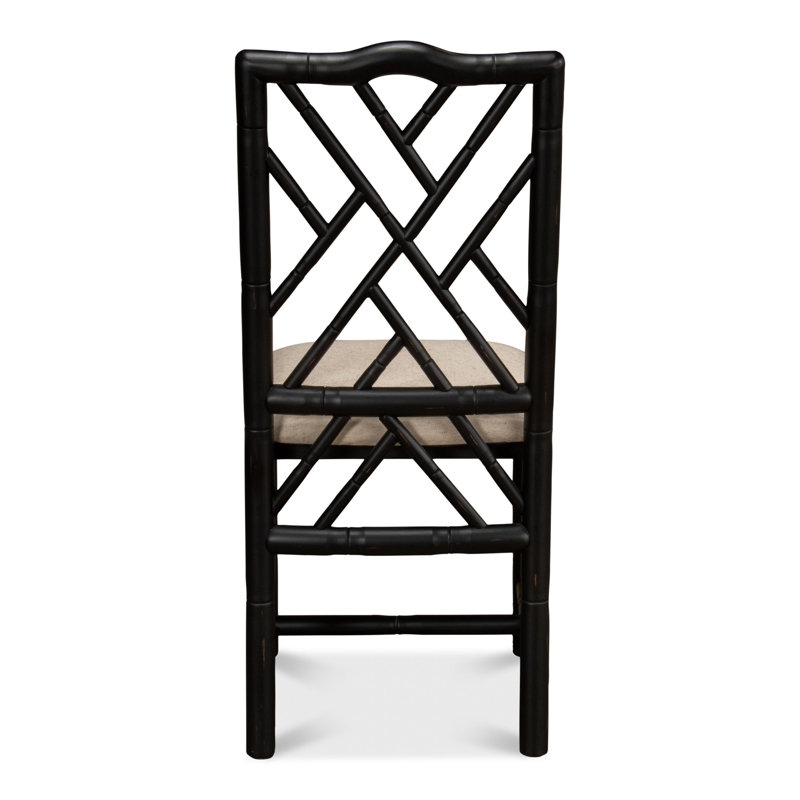 Brighton Fabric Cross Back Side Chair in Beige, Black
