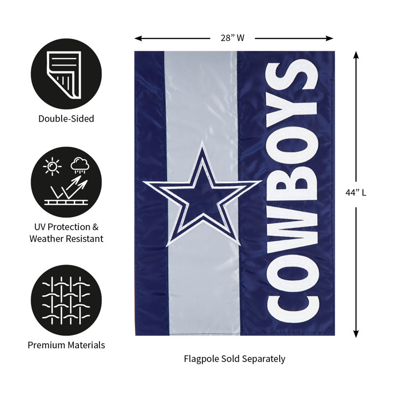 Drapeau maison en polyester 2 côtés nfl, Dallas Cowboys, H 44 po x l 28 po