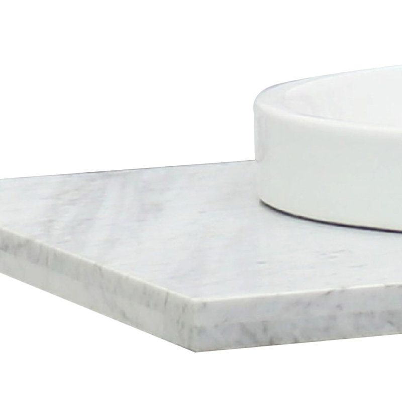 43" White Carrara Marble Countertop with Round Ceramic Sink
