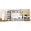 Lit superposé convertible en bois avec escalier de rangement, table de chevet et 3 tiroirs