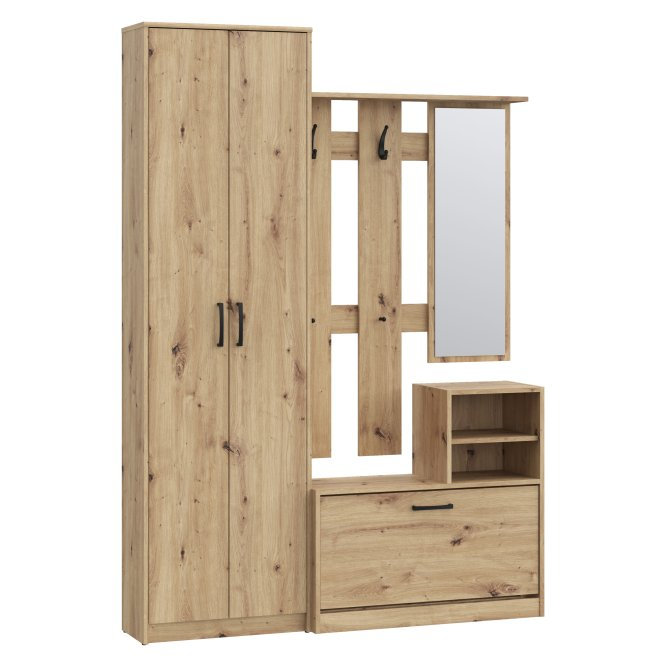 Charlyse 135cm Wardrobe Hallway Set with Mirror - Artisan Oak Effect