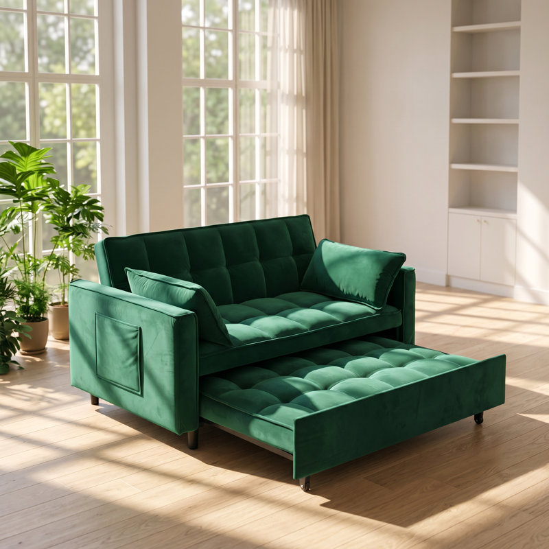 Canapé-lit convertible 2 places en velours l 55 po x P 33 po x H 32,28 po Evergreen