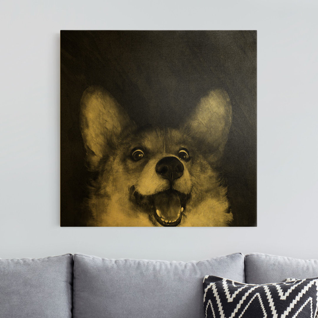 Leinwandbild Illustration Hund Corgi Laura Graves