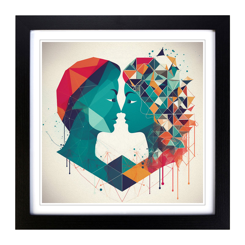 Lovers Geometric - Framed Print, Black