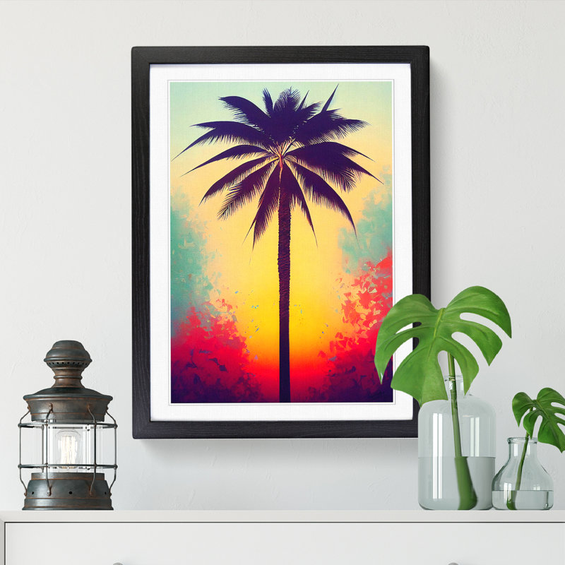 Palm Tree Vol.1 - Single Picture Frame Painting, 64cm H x 46cm W x 2cm D, Oak