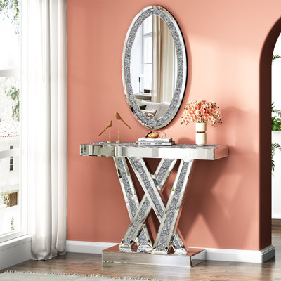 Amla 35.43"Console Table and Wall Mirror Set