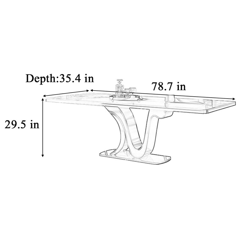 Table de salle à manger simple Home Light, Noir, noir, noir, noir, H 29,5 po x L 78,7 po x l 35,4 po