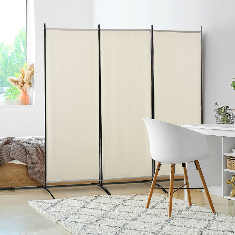 Paravent 6 panneaux 3 panneaux. Barrière d'intimité beige. Pliage à double charnière. Structure en métal, stable. Gain de place. H 73 po x L 99,5 po x P 20 po. Écran de décoration intérieure, beige. Forme pliante. Solide.