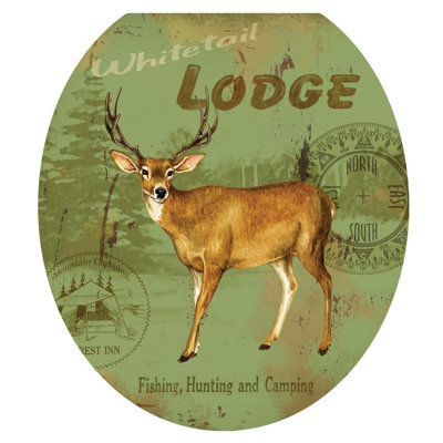 Décalcomanie de siège de toilette Rustic Deer Lodge - Toile de toilette avec couvercle en vinyle antidérapant pour sièges ronds et allongés
