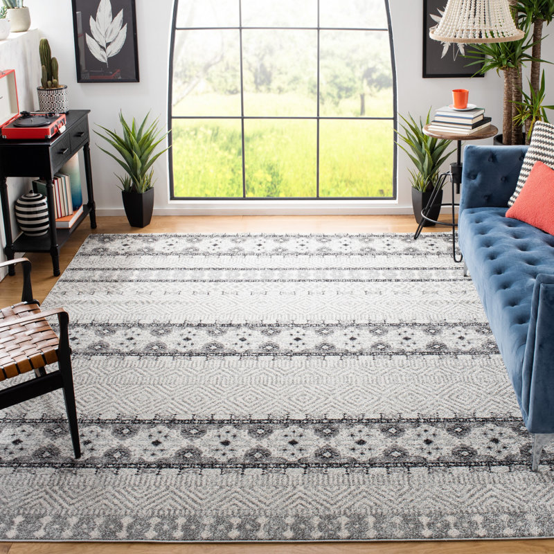 Tapis gris anthracite/gris sud-ouest Shackleford, Rectangle 6 pi 7 po x 9 pi 2 po