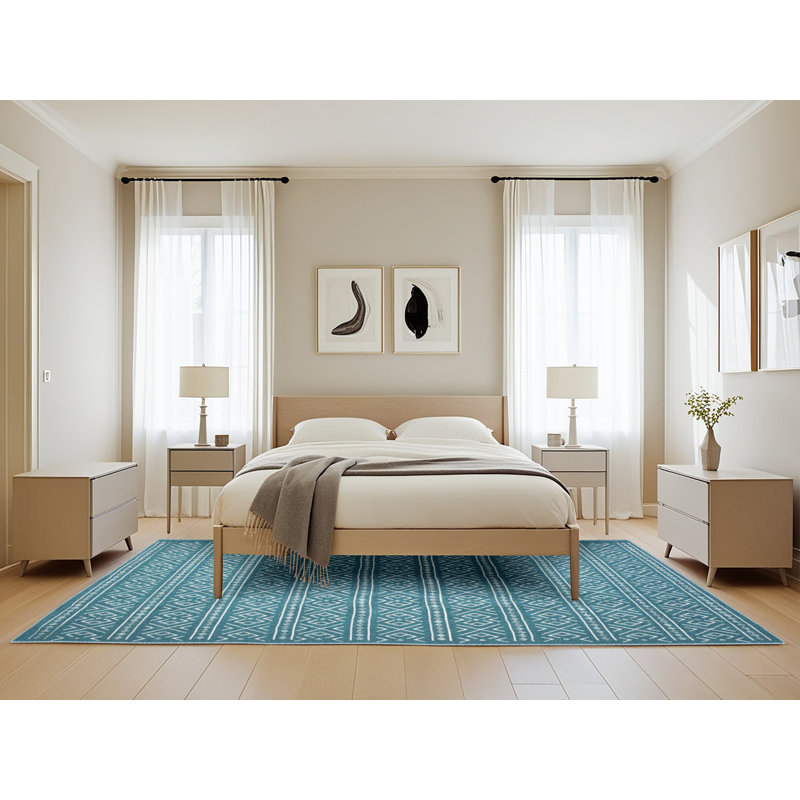 Tapis bleu/gris contemporain, Rectangle 5 pi x 8 pi