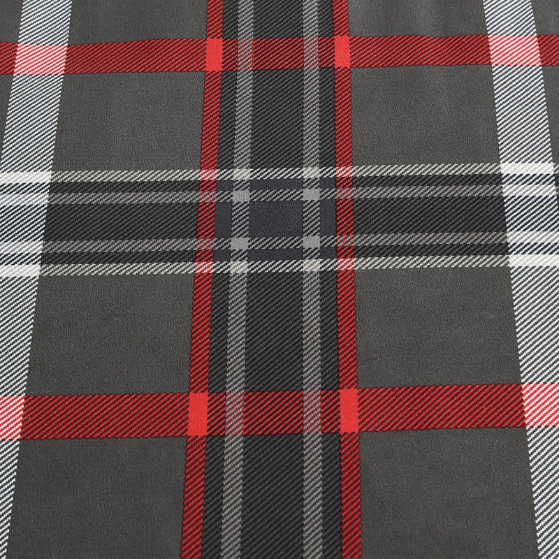 Willow Plaid Reversible Gray and Red Microfiber Queen Duvet Set