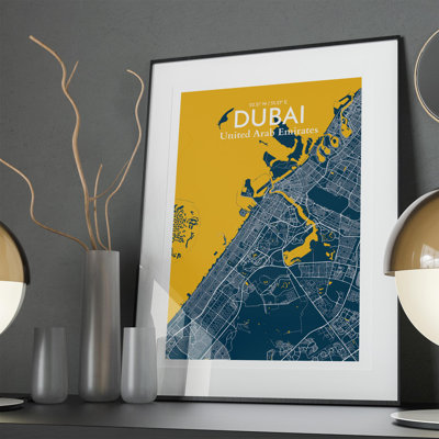 Dubai City Map in Amuse 1 Piece Wall Art