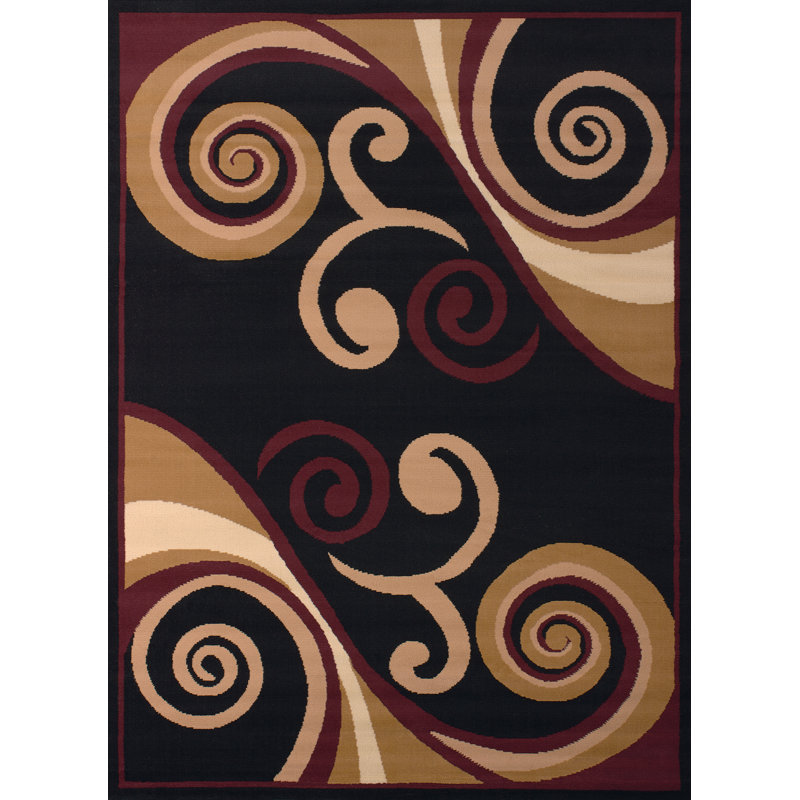 Tapis brun clair / bourgogne Bailes, Rectangle 1 pi 11 po x 3 pi 3 po