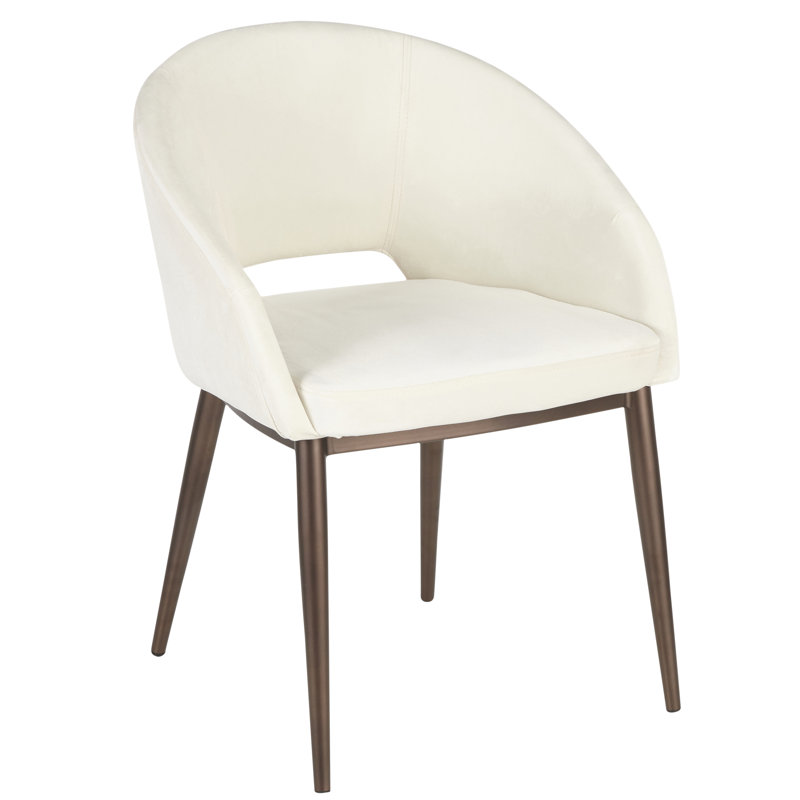 Evanoff 18.5'' H Upholstered Metal Side Chair, Cream, Copper