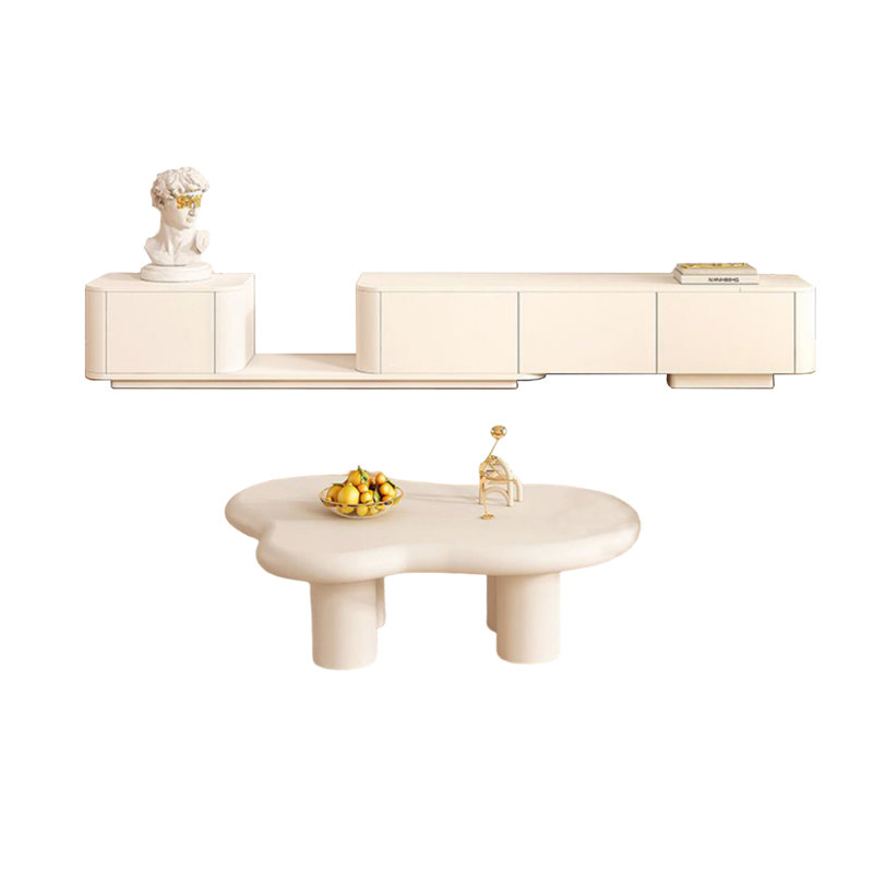 Ensemble de meuble télé et table basse extensible en bois