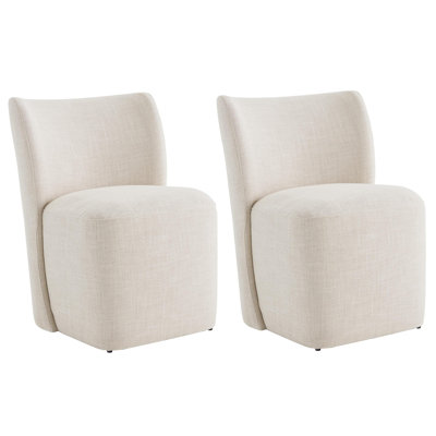 Madie Upholstered Dining Chair with Casters ( Set of 2) by Birch Lane