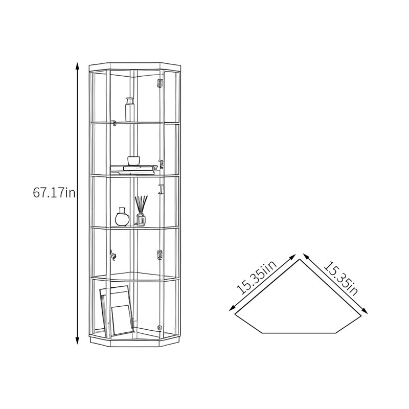 Transparent corner display bookcase