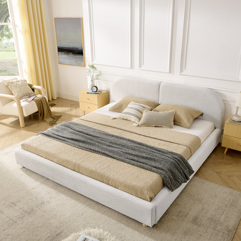 Très grande base de lit tapissier, Beige