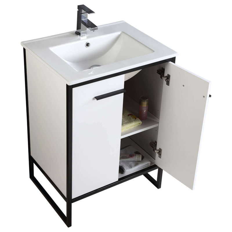 Ensemble de meuble-lavabo simple 24 po Saray, blanc