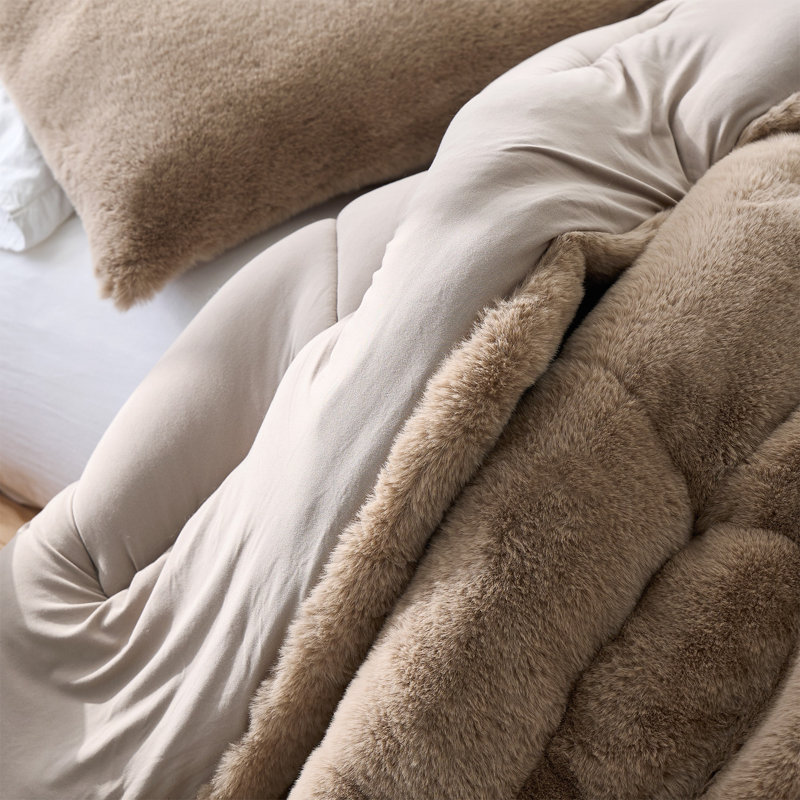 Chunky Bunny Yoga Faux Fur Coma Inducer Oversized Comforter, Queen Comforter, Brown