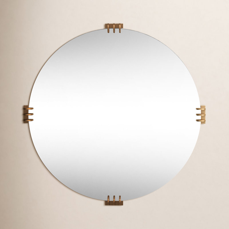Aubrey Round Beveled Mirror, Gold