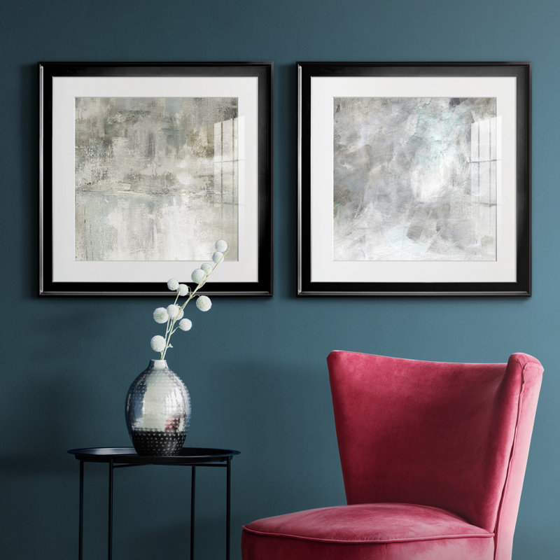 Misty Lake - ensemble de 2 peintures encadrées, Noir, H 17,5 po x l 35 po x P 1,5 po